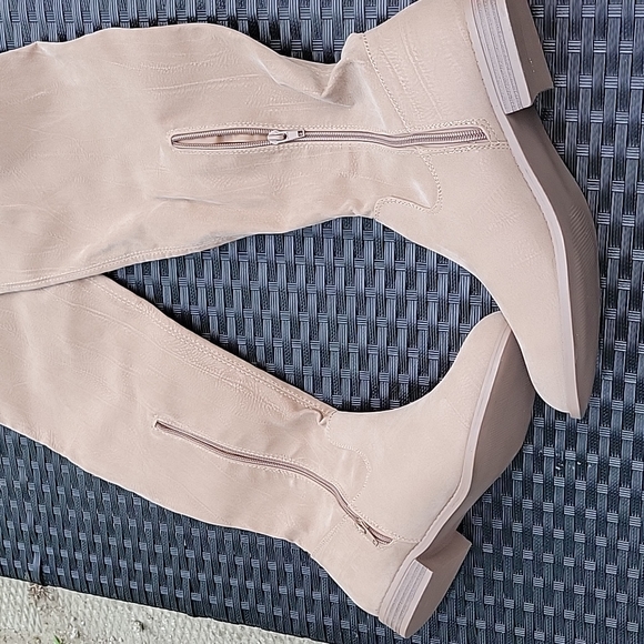 Shoes - Beige Over The Knee Boots